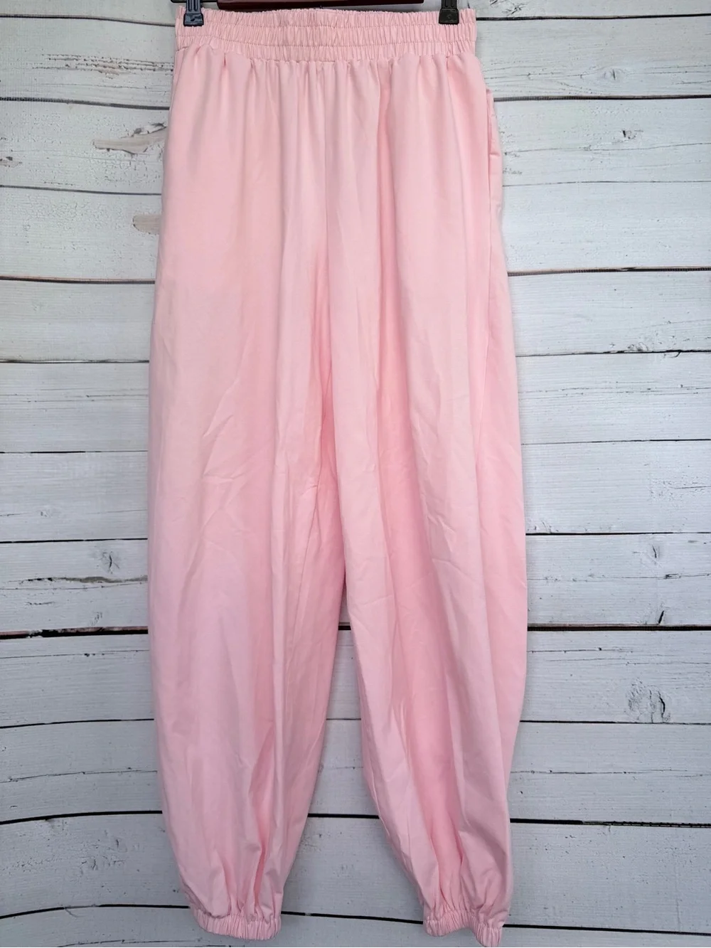 Pink Crossover Cap Sleeve Crop Top & High Waist Balloon Jogger Lounge Set Small